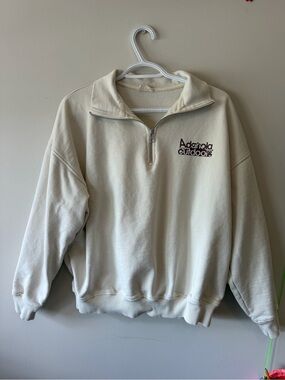 Adanola Cream Zip-Up Pullover Sweater